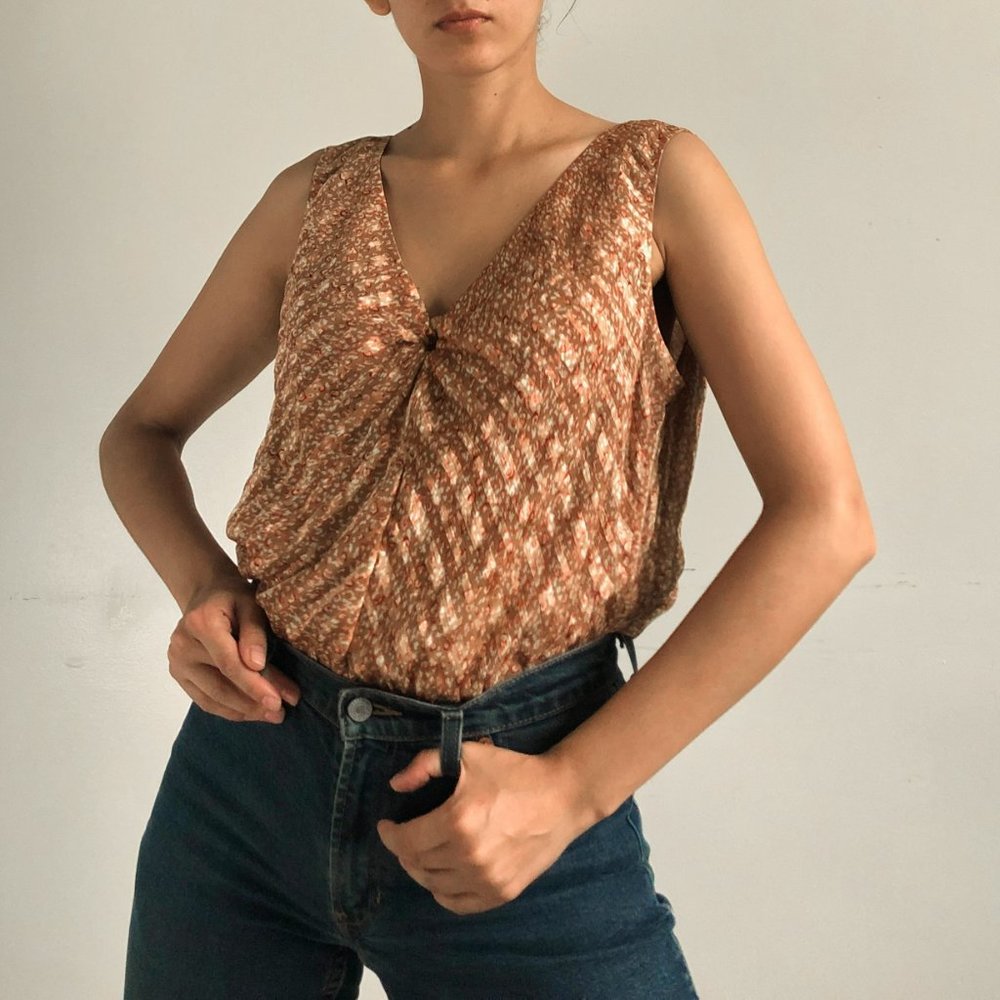 vintage 90s floral silk top
